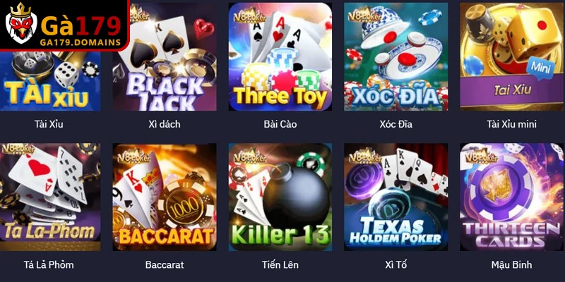 Các trò chơi hấp dẫn nhất tại sảnh game bài GA179